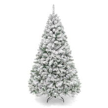 Load image into Gallery viewer, 6 Foot Easy Set Up Snow Flocked Faux Pine Christmas Tree with Metal Stand