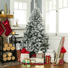 Load image into Gallery viewer, 7.5 Foot Easy Set Up Snow Flocked Faux Pine Christmas Tree with Metal Stand