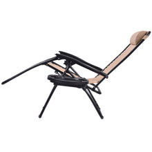 Load image into Gallery viewer, Set of 2 Beige Folding Outdoor Zero Gravity Lounge Chair Recliner