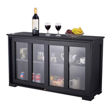 Load image into Gallery viewer, Black Sideboard Buffet Dining Storage Cabinet with 2 Glass Sliding Doors