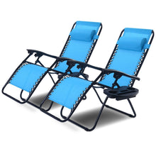 Load image into Gallery viewer, Set of 2 Blue Folding Outdoor Zero Gravity Lounge Chair Recliner