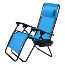 Load image into Gallery viewer, Set of 2 Blue Folding Outdoor Zero Gravity Lounge Chair Recliner