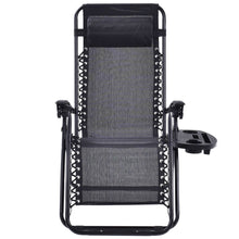 Load image into Gallery viewer, Set of 2 Black Folding Outdoor Zero Gravity Lounge Chair Recliner