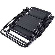 Load image into Gallery viewer, Set of 2 Black Folding Outdoor Zero Gravity Lounge Chair Recliner