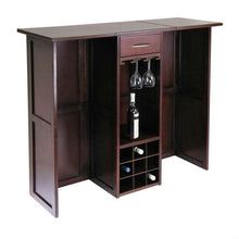 Load image into Gallery viewer, 9 Bottle Walnut Wine Bottle Rack Mini Bar Expandable Counter