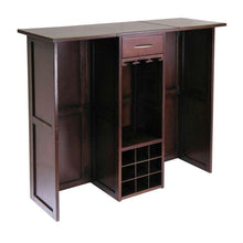 Load image into Gallery viewer, 9 Bottle Walnut Wine Bottle Rack Mini Bar Expandable Counter