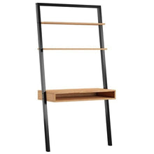 Load image into Gallery viewer, Farmhouse Rustic Oak Black Leaning Ladder Writing Desk 2 Shelves
