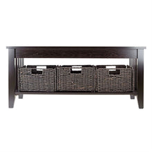 Load image into Gallery viewer, Espresso 2 Tier Coffee Occasional Table with 3 Storage Baskets