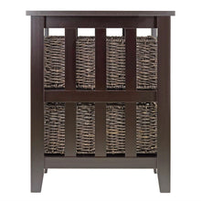 Load image into Gallery viewer, Espresso 3 Tier Bookcase Shelf Accent Table with 2 Small Storage Baskets
