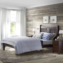 Load image into Gallery viewer, Queen size Solid Pine Wood Platform Bed Frame with Headboard in Cherry