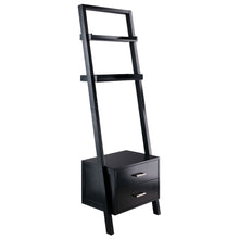 Load image into Gallery viewer, Modern Black 2 Drawer Entryway Shelf Leaning Ladder Bookshelf Bookcase