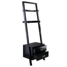 Load image into Gallery viewer, Modern Black 2 Drawer Entryway Shelf Leaning Ladder Bookshelf Bookcase