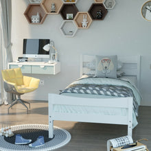 Load image into Gallery viewer, Twin size Farmhouse Style Pine Wood Platform Bed Frame in White