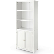 Load image into Gallery viewer, White Bathroom Linen Tower Towel Storage Cabinet with 3 Open Shelves