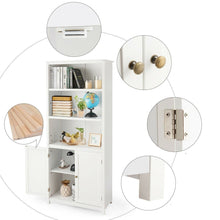 Load image into Gallery viewer, White Bathroom Linen Tower Towel Storage Cabinet with 3 Open Shelves