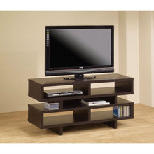 Load image into Gallery viewer, Modern TV Stand Entertainment Center in Dark Brown Cappuccino Wood Finish
