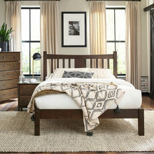 Load image into Gallery viewer, Queen size Solid Pine Wood Platform Bed with Headboard in Espresso