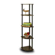 Load image into Gallery viewer, 5-Tier Corner Display Shelf Bookcase in Espresso & Black