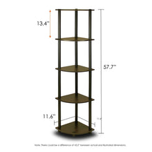 Load image into Gallery viewer, 5-Tier Corner Display Shelf Bookcase in Espresso & Black