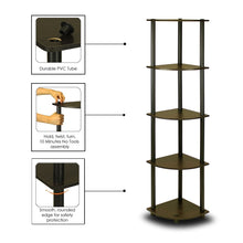 Load image into Gallery viewer, 5-Tier Corner Display Shelf Bookcase in Espresso & Black