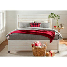 Load image into Gallery viewer, Full Size Solid Wood Platform Bed Frame with Headboard in Rustic White Finish