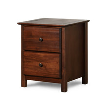 Load image into Gallery viewer, Farmhouse Solid Pine Wood 2 Drawer Nightstand in Cherry Finish