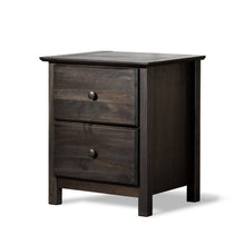 Load image into Gallery viewer, Farmhouse Solid Pine Wood 2 Drawer Nightstand in Espresso