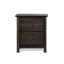 Load image into Gallery viewer, Farmhouse Solid Pine Wood 2 Drawer Nightstand in Espresso

