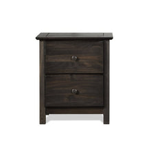 Load image into Gallery viewer, Farmhouse Solid Pine Wood 2 Drawer Nightstand in Espresso