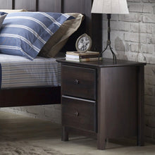 Load image into Gallery viewer, Farmhouse Solid Pine Wood 2 Drawer Nightstand in Espresso