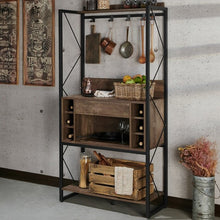 Load image into Gallery viewer, Farmhouse Oak Iron Baker's Wine Storage Rack