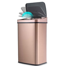 Load image into Gallery viewer, Gold 13-Gallon Stainless Steel Kitchen Trash Can with Motion Sensor Lid