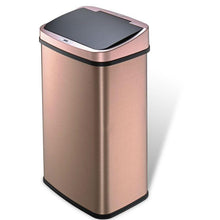 Load image into Gallery viewer, Gold 13-Gallon Stainless Steel Kitchen Trash Can with Motion Sensor Lid