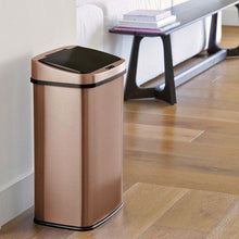 Load image into Gallery viewer, Gold 13-Gallon Stainless Steel Kitchen Trash Can with Motion Sensor Lid