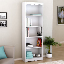 Load image into Gallery viewer, White 72-inch High Bookcase with Soft Arches and 5 Shelves
