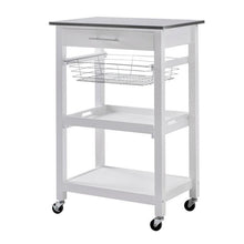 Load image into Gallery viewer, White Stainless Steel Top Kitchen Cart with Drawer and Storage Shelves