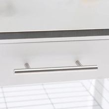 Load image into Gallery viewer, White Stainless Steel Top Kitchen Cart with Drawer and Storage Shelves