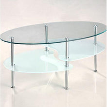 Load image into Gallery viewer, Modern Oval Glass Coffee Table with Chrome Metal Legs
