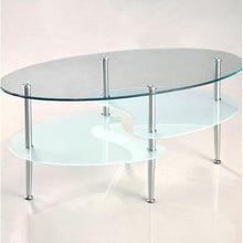 Load image into Gallery viewer, Modern Oval Glass Coffee Table with Chrome Metal Legs