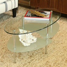 Load image into Gallery viewer, Modern Oval Glass Coffee Table with Chrome Metal Legs