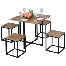 Load image into Gallery viewer, Farmhouse 5 Piece Square Walnut Wood Steel Kitchen Dining Set
