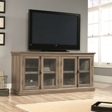Load image into Gallery viewer, Salt Oak Wood Finish TV Stand with Tempered Glass Doors - Fits up to 80-inch TV
