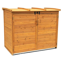 Load image into Gallery viewer, Outdoor 65 x 38 inch Wood Storage Shed for Trash Garbage Recycle Bins
