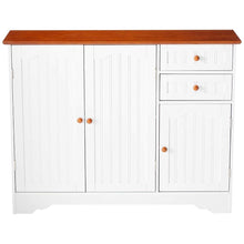 Load image into Gallery viewer, White Wood Sideboard Buffet Cabinet with Walnut Finish Top and Knobs