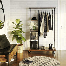 Load image into Gallery viewer, Farmhouse 5 Tier Laundry Pipe Garment Closet Rack Wheels