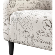 Load image into Gallery viewer, Letter Print French Upholstered Barrel Chair and Ottoman Set