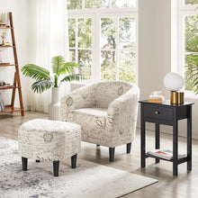 Load image into Gallery viewer, Letter Print French Upholstered Barrel Chair and Ottoman Set