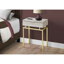 Load image into Gallery viewer, 24in Modern End Table 1 Drawer Nightstand Beige Marble Gold Legs