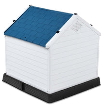 Load image into Gallery viewer, Medium size Dog House Outdoor White Blue Plastic with Elevated Floor