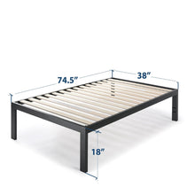 Load image into Gallery viewer, Twin size 18 Inch Easy Assemble Metal Platform Bed Frame Wooden Slats